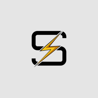 S harfi elektrikli cıvata logosu simgesi. S harfli Soyut Tekno Şimşek Tasarımı .