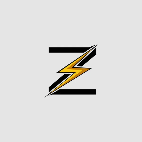 文字Z電気ボルトのロゴアイコン デザインコンセプト抽象的な文字Zとテクノ雷ボルト — ストックベクタ