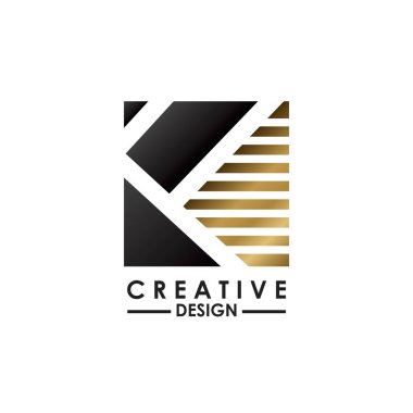 Negatif Uzay Harfi F logosu. Yaratıcı tasarım konsepti kare şekli, ilk kimlik için gizli F harfi logosu olan çizgili çizgi, iş kimliği.