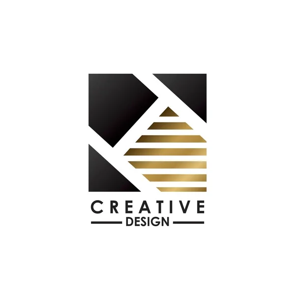 Negative Space Letter Logo Creative Design Concept Square Shape Stripe — Stock Vector