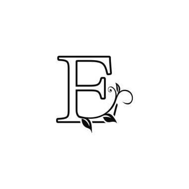 Başlangıç vektör tasarımı için deco çiçekli E logo simgesi, lüks alfabe yazı tipi.
