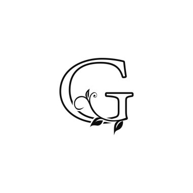 Başlangıç vektör tasarımı için deco çiçekli G logo simgesi, Lüks alfabe yazı tipi.