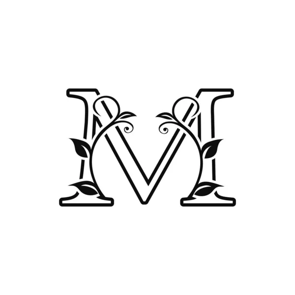 Outline Deco Bloemen Letter Logo Pictogram Luxe Alfabet Lettertype Voor — Stockvector
