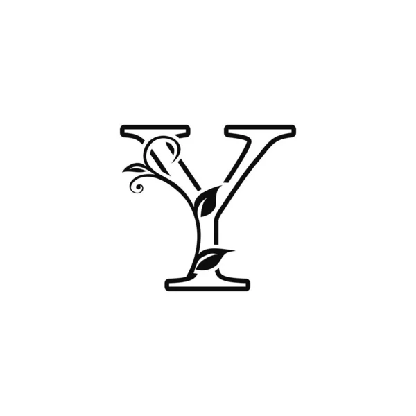 アウトラインデコフローラル文字 Yロゴアイコン 高級アルファベットフォント — ストックベクタ