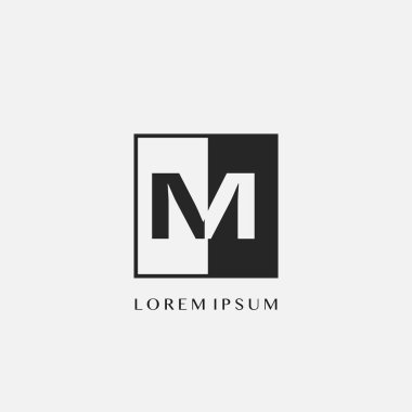 Basit Harf M Square Polygon Geometrik logosu. Kare çokgen geometrik vektör tasarımı kavramına sahip monogram renk harfi logosu.
