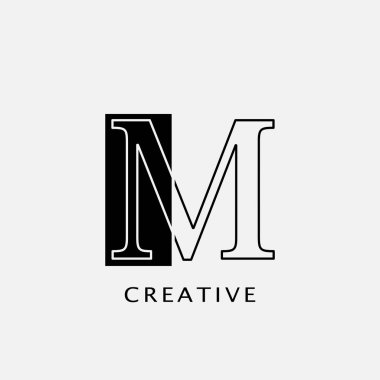 M harfi dikdörtgen çokgen geometrik harf logosu. Dikdörtgen çokgen geometrik vektör tasarım kavramına sahip monogram renk ana hatlı harf logosu.