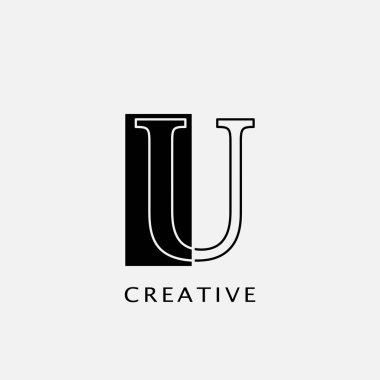 U harfi dikdörtgen çokgen geometrik harf logosu. Dikdörtgen çokgen geometrik vektör tasarım kavramına sahip monogram renk ana hatlı harf logosu.