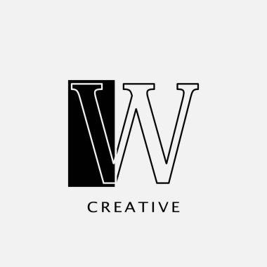 W Harfi Dikdörtgen Çokgen Geometrik harf logosu. Dikdörtgen çokgen geometrik vektör tasarım kavramına sahip monogram renk ana hatlı harf logosu.
