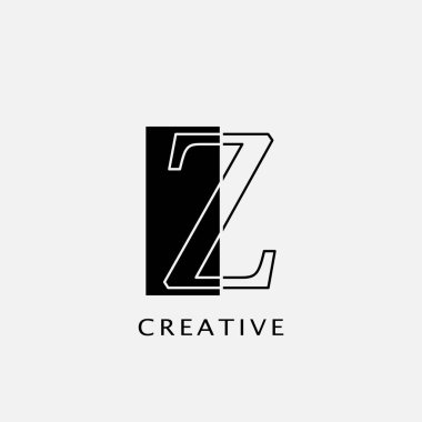 Z Harfi Dikdörtgen Çokgen Geometrik harf logosu. Dikdörtgen çokgen geometrik vektör tasarım kavramına sahip monogram renk ana hatlı harf logosu.