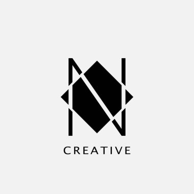 N Polygon Geometrik Harf Logosu. Çokgen geometrik vektör tasarımı kavramına sahip monogram renk harfi logosu.