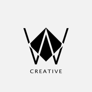 W Polygon Geometrik Harf Logosu. Çokgen geometrik vektör tasarımı kavramına sahip monogram renk harfi logosu.