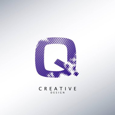 Soyut Yarıton İlk Harf Q Logo simgesi, tasarım kavramı soyut tekno yarım ton şekli baş harfleri veya marka kimliği için Q logo simgesi.