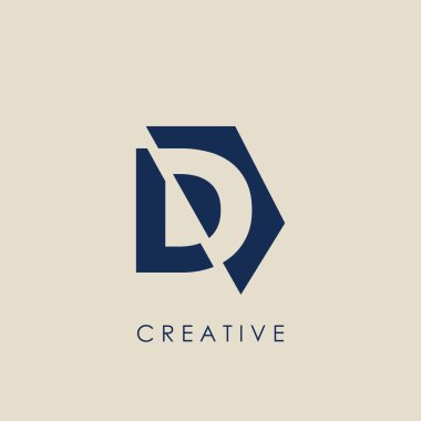 Logo D Harfi Geometrik Tekno Yarı Altıgen. Harf logo simgesiyle vektör tasarımı konsepti geometrik yarım altıgen.