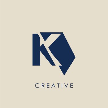 Logo K Harfi Geometrik Tekno Yarı Altıgen. Harf logo simgesiyle vektör tasarımı konsepti geometrik yarım altıgen.