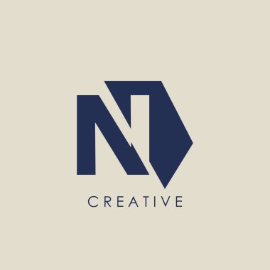 Logo N Harfi Geometrik Tekno Yarı Altıgen. Harf logo simgesiyle vektör tasarımı konsepti geometrik yarım altıgen.
