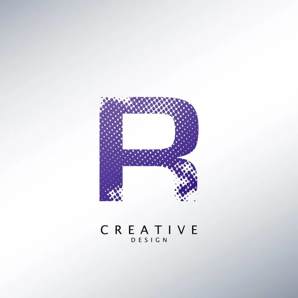 Abstract Halftone Carta Inicial Ícone Logotipo Conceito Design Abstrato Techno — Vetor de Stock