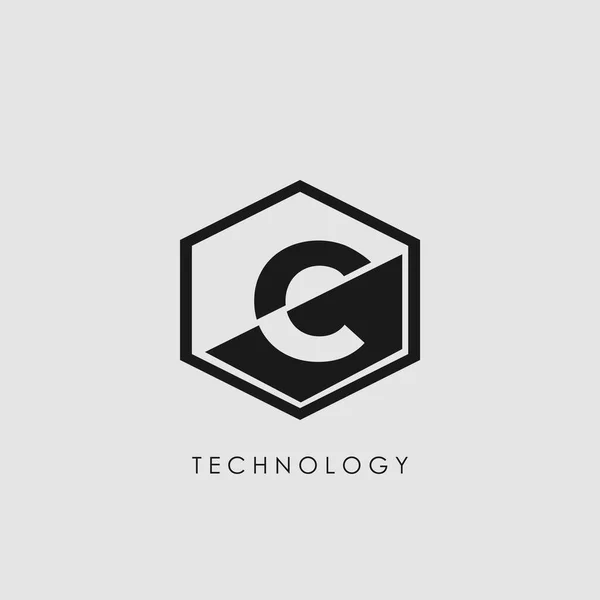 Γράμμα Εξάγωνο Γεωμετρικό Techno Logo Μονογράφημα Εξάγωνο Γεωμετρικό Περίγραμμα Λογότυπο — Διανυσματικό Αρχείο