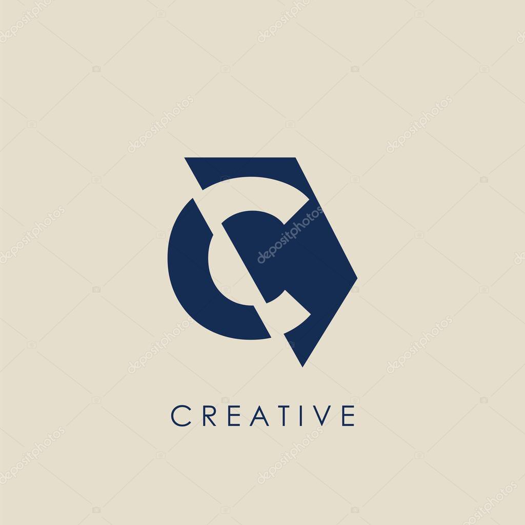 Logo C Letter Geometrical Techno Half Hexagon. Vector design concept geometric half hexagon with letter logo icon.