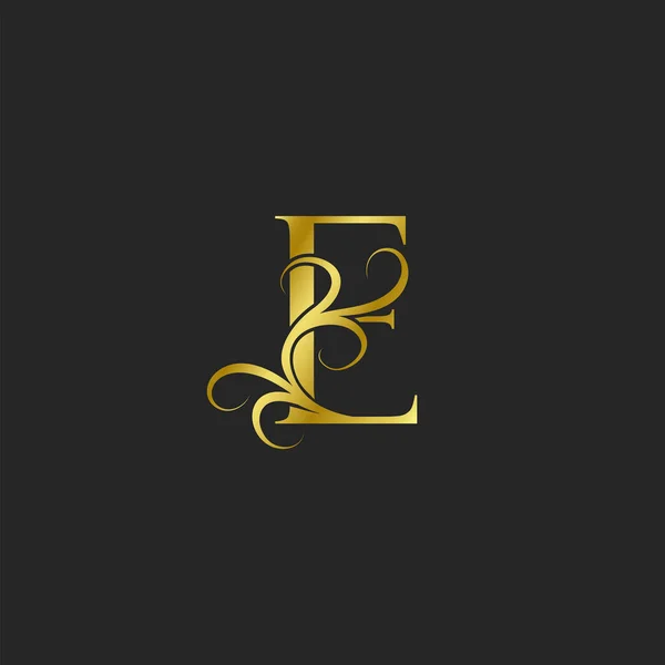 Golden Letter Luxury 아이콘 꼬불꼬불 꽃잎사귀 요소로 장식적 글자나 알파벳을 — 스톡 벡터