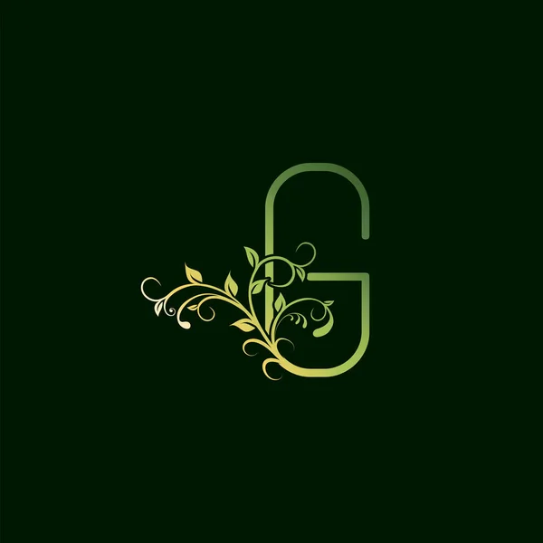 Letter Green Floral Initial Logo Icon 디자인 개념의 서체적 플루트 — 스톡 벡터