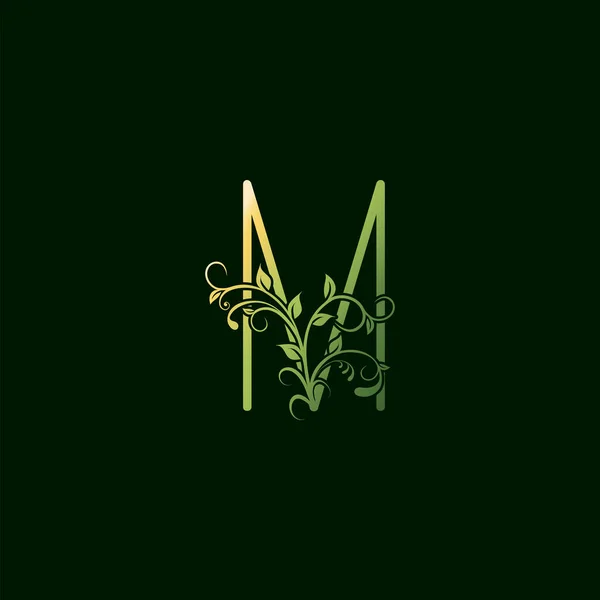 Carta Verde Floral Ícone Logotipo Inicial Conceito Design Vetorial Ornamentado — Vetor de Stock