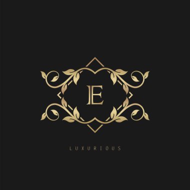 Klasik Vintage E harfi logosu. Vector logo tasarımı konsepti doğa yapraklı klasik vintage.