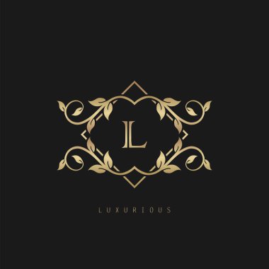 Klasik Vintage L harfi logosu. Vector logo tasarımı konsepti doğa yapraklı klasik vintage.