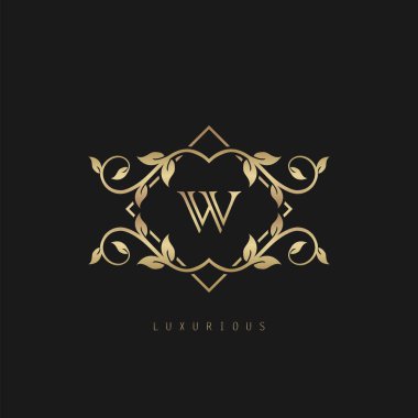 Klasik Vintage W harfi logosu. Vector logo tasarımı konsepti doğa yapraklı klasik vintage.