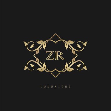 Klasik Vintage Harf Z, R; ZR logosu. Vector logo tasarımı konsepti doğa yapraklı klasik vintage.