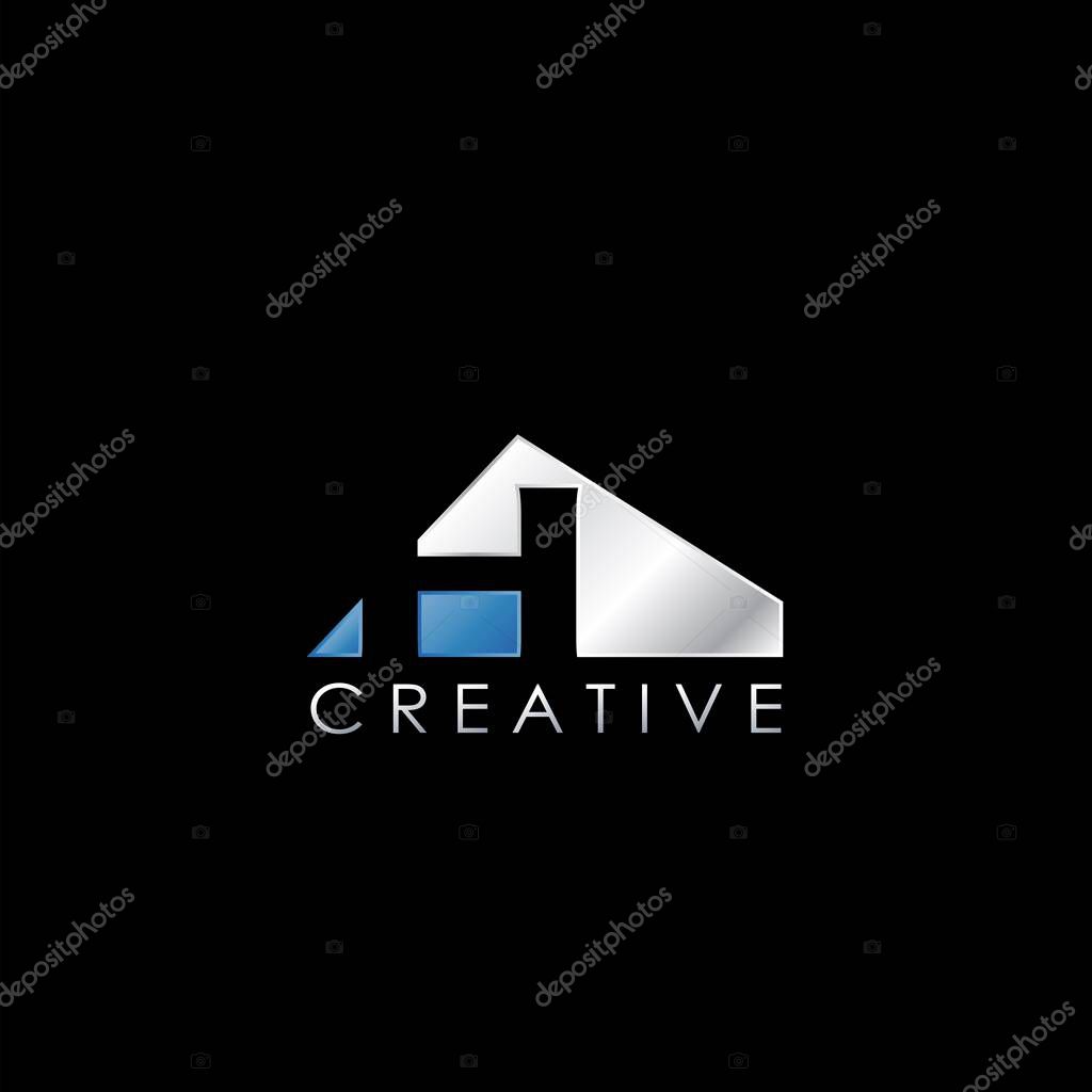 H Letter Negative Space Logo, Creative Geometrical Logo Design Template with hidden letter initial.