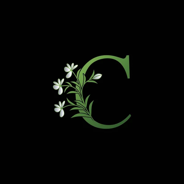緑の自然花イニシャルCのロゴアイコン 華やかな花と自然葉のクリップアートテンプレートデザインとベクトル文字 — ストックベクタ