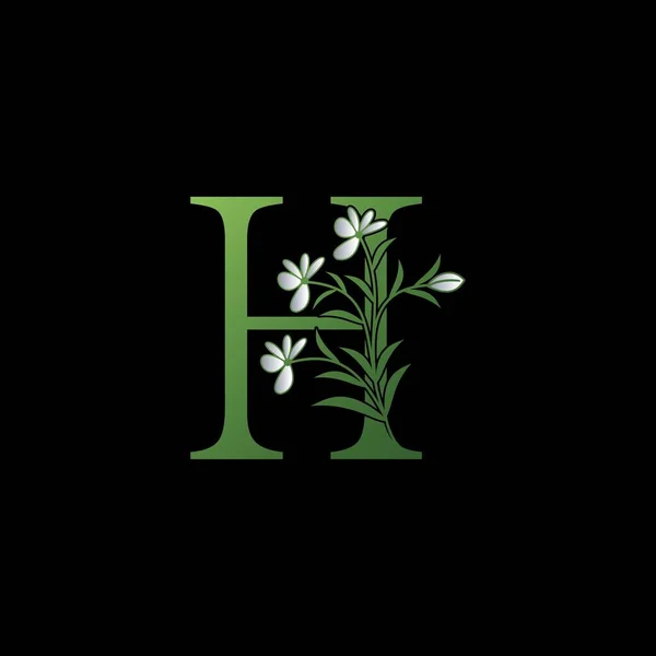 Green Nature Flower Lettera Iniziale Icona Logo Lettera Vettoriale Con — Vettoriale Stock