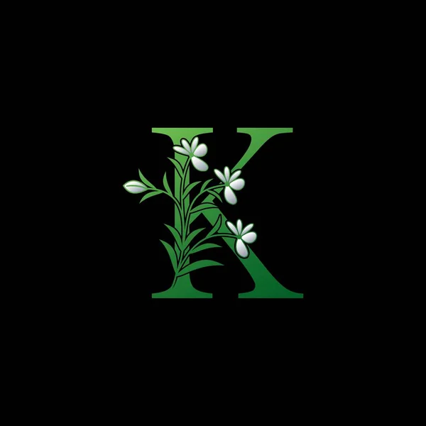 Green Nature Flower Initial Letter Λογότυπο Εικονίδιο Διανυσματικό Γράμμα Περίτεχνο — Διανυσματικό Αρχείο