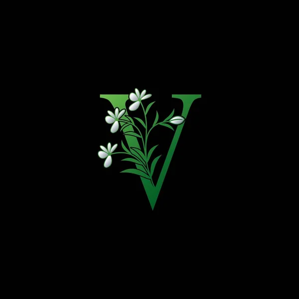 Groene Natuur Bloem Initiële Letter Logo Icoon Vector Brief Met — Stockvector
