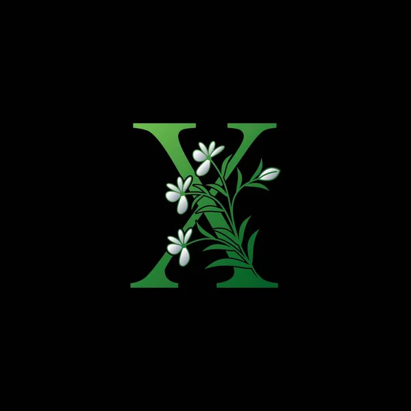 Groene Natuur Bloem Initiële Letter Logo Icoon Vector Brief Met — Stockvector