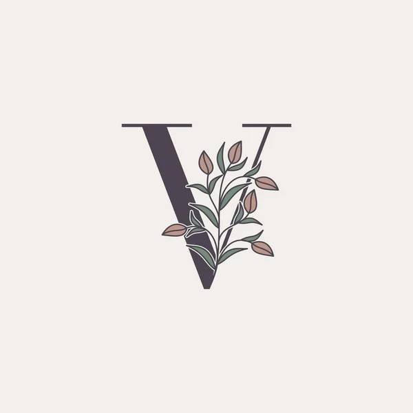 Ornate Initial Letter Logo Icoon Vector Letter Met Bloem Natuurlijke — Stockvector
