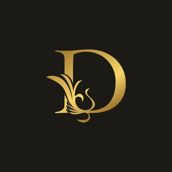 Golden Luxury Swirl Ornate Initial Letter Logo Icon Vector Letter — Vector de stock