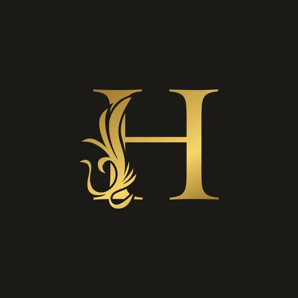 Golden Luxury Swirl Ornate Letra Inicial Logotipo Ícone Carta Vetorial — Vetor de Stock