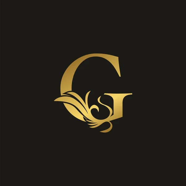 Golden Luxury Swirl Ornate Letra Inicial Icono Del Logotipo Carta — Archivo Imágenes Vectoriales