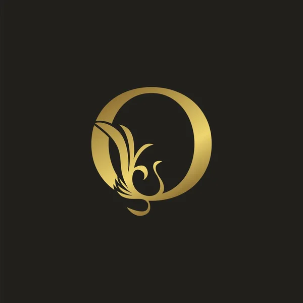 Golden Luxury Swirl Ornate Initial Letter Logo Icon Vector Letter — Archivo Imágenes Vectoriales
