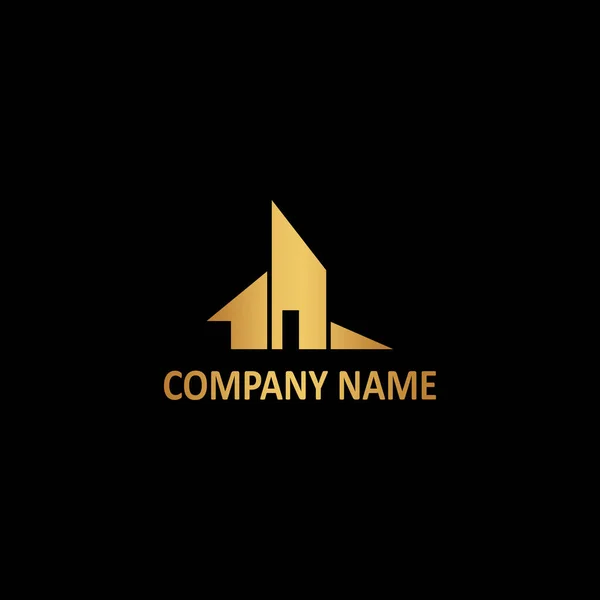 Golden Abstract Construção Logo Ícone Conceito Design Vetorial Para Imóveis — Vetor de Stock