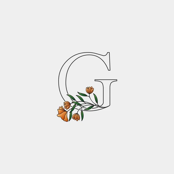 내레이션 Nature Flower Initial Letter Logo Icon Vector Letter Hand — 스톡 벡터