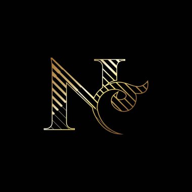 İlk harf N Lüks Logo Simgesi Altın Çizgili Satır Vektör Şablonu Tasarım Kavramı.