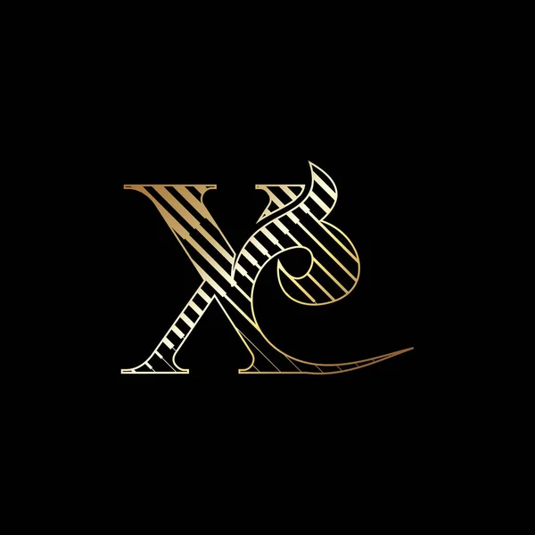 Letra Inicial Logotipo Lujo Icono Golden Stripe Line Vector Template — Archivo Imágenes Vectoriales