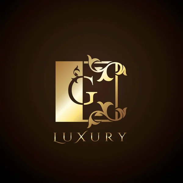 Logotipo Luxo Carta Golden Square Vector Square Frame Design Concept — Vetor de Stock