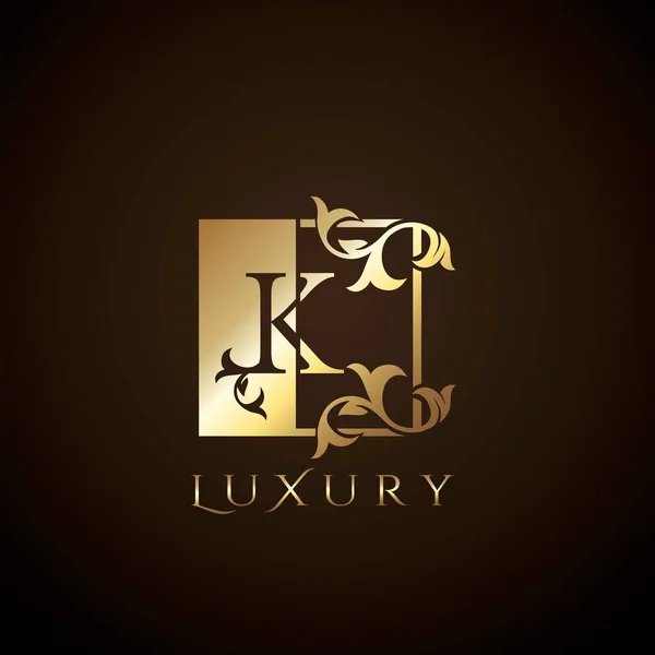 Luxe Logo Letter Golden Square Vector Vierkant Frame Ontwerp Concept — Stockvector