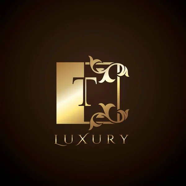 Luxusní Logo Písmeno Zlatý Čtverec Vektorový Čtverec Rám Design Koncepce — Stockový vektor