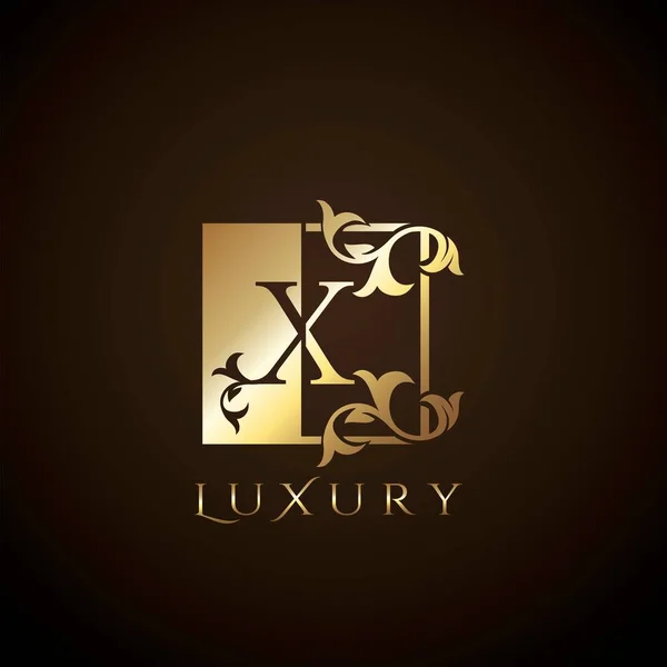 Luxury Logo Letter Golden Square Vector Square Frame Design Concept — Stock Vector