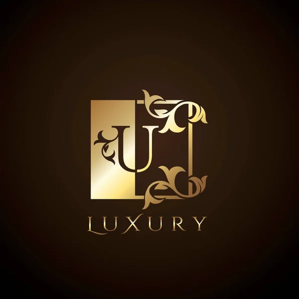 Luxury Logo Letter Golden Square Vector Square Frame Design Concept — Stock Vector