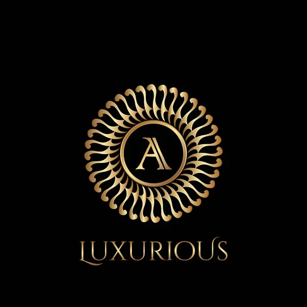 Kreis Luxus Logo Mit Buchstabe Und Symmetrische Wirbelform Vektor Design — Stockvektor